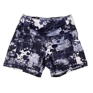 Munvot Blue Splatter Print Compression Shorts‎ Womens Size M Side Leg Pocket